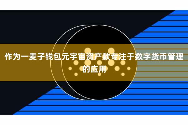 作为一麦子钱包元宇宙资产款专注于数字货币管理的应用