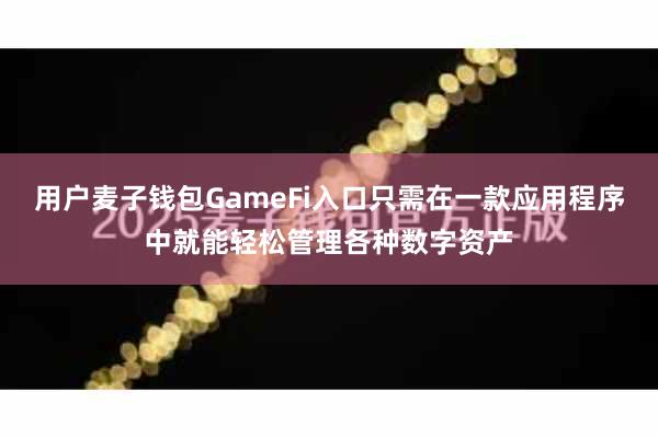 用户麦子钱包GameFi入口只需在一款应用程序中就能轻松管理各种数字资产